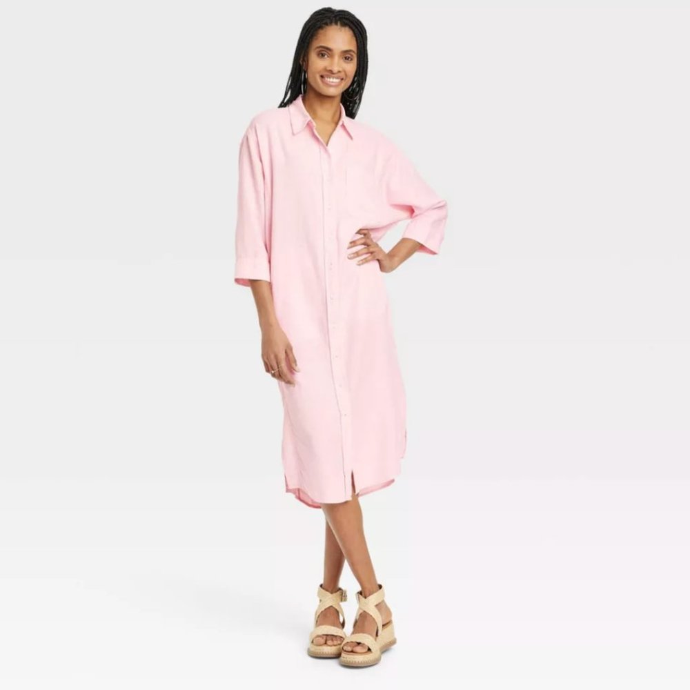 NWT Women's 3/4 Sleeve Midi Shirtdress - Universal Thread™ XL